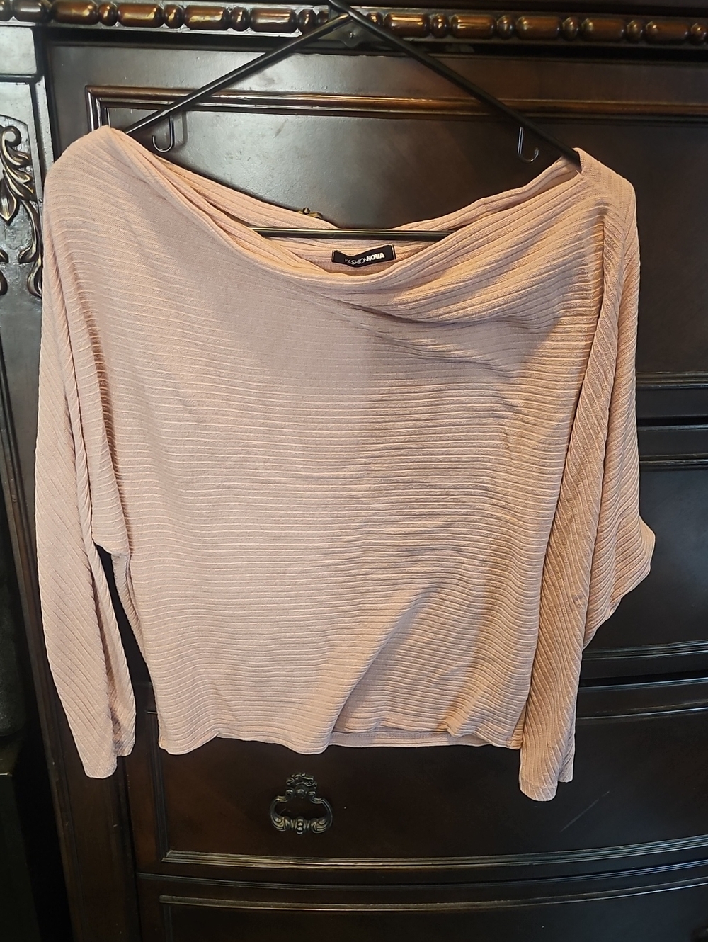 Fashion Nova Blush Boat Neck Ribbed Top